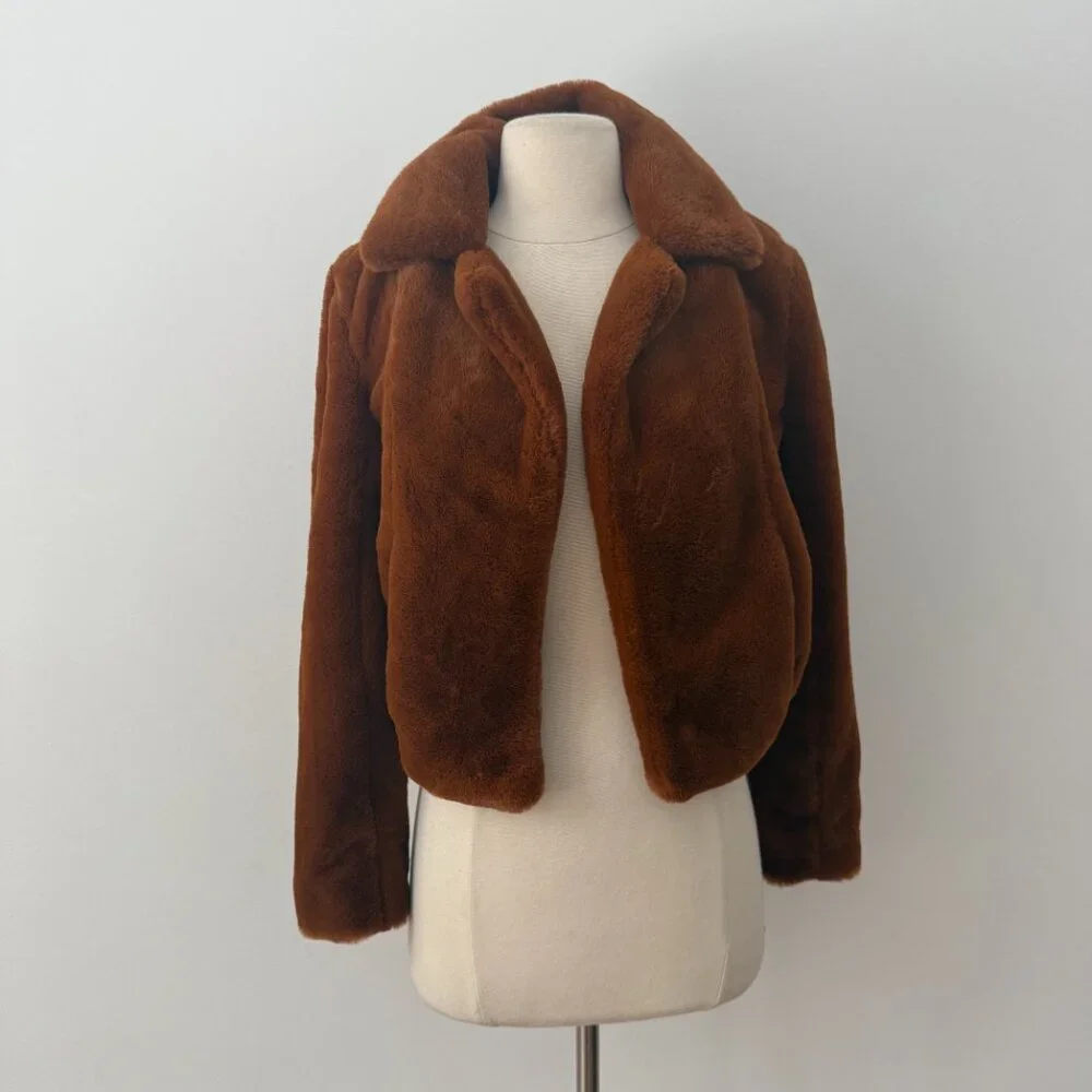Blank NYC Silent Faux Fur Coat NWOT Nutmeg Size XS